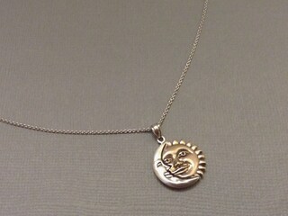 Collana Sole E Luna In Argento 925 Con Diamanti Creati In Laboratorio 0.1 Ct Bicolore 18+2 Pollici