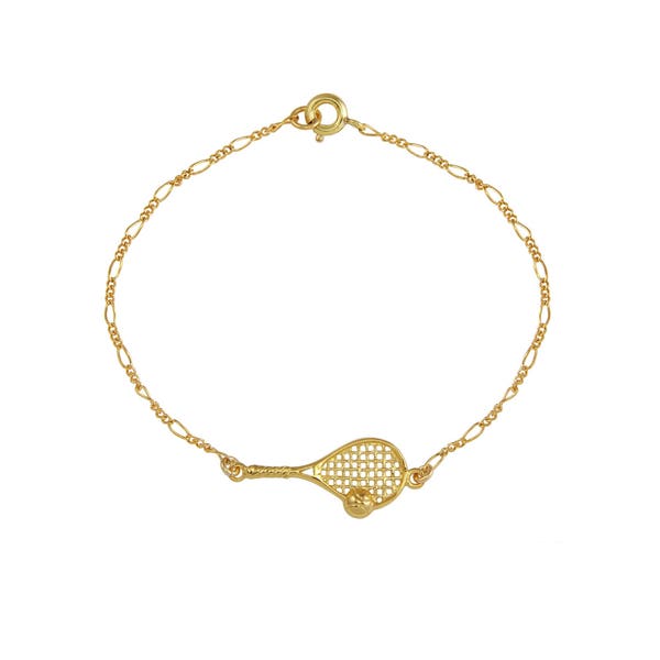 14K Yellow Gold Filled Tennis Racket Bracelet Tennis Jewelry