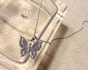 Butterfly Necklace in Sterling Silver, Monarch Butterfly Jewelry