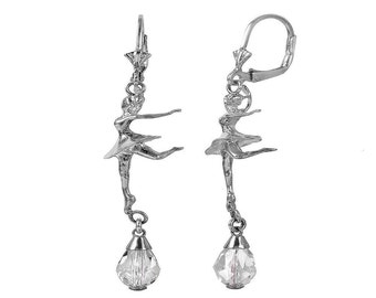 Boucles d’oreilles ballerine en argent sterling avec larme en cristal Swarovski, bijoux en pierre de naissance, bijoux de danse, bijoux ballerine, cadeau pour danseur