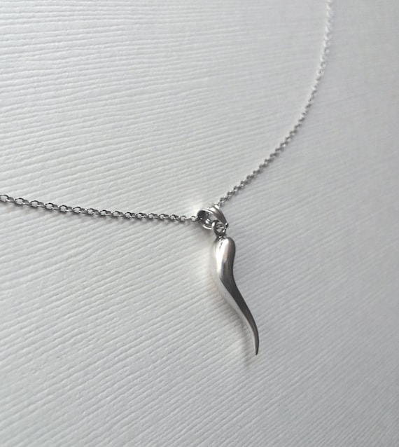 The Corno; Italian Horn Amulet in Sterling Silver, Cornetto