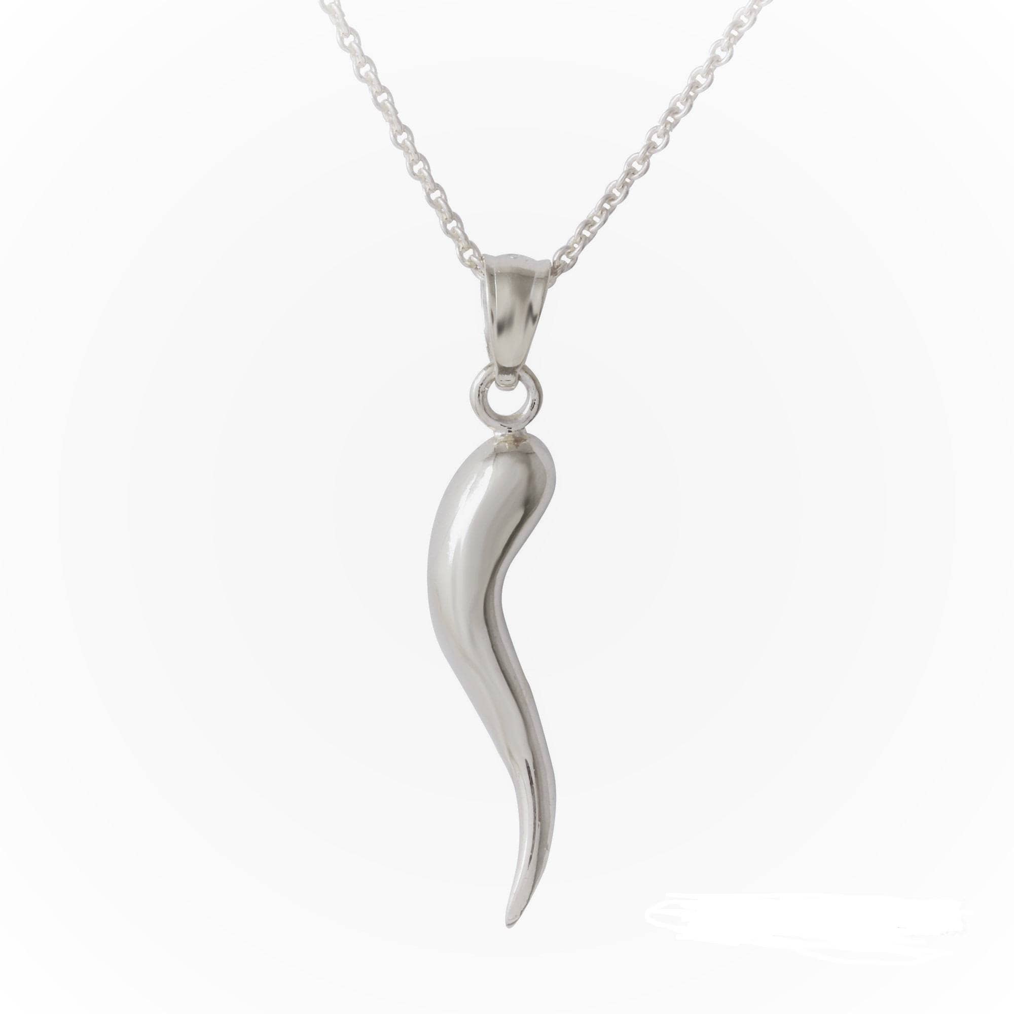 corno necklace silver LORO ロロ　enof Italian Horn Necklace in Solid Sterling Silver - Cornicello