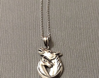 Horse Necklace in Sterling Silver, Mother and Pony Horse Pendant, Horse Jewelry, Equestrian Jewelry.