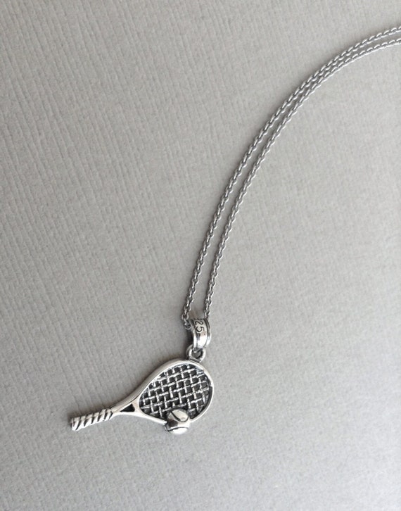 Tennis Racket Necklace in Sterling Silver Tennis Racket Jewelry Sport Jewelry Tennis Team Gift Etsy