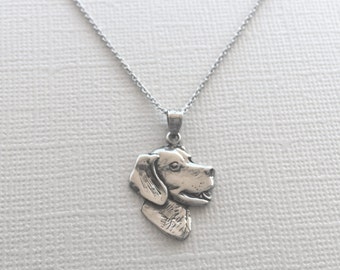 Labrador Retriever Dog Head Necklace in Sterling Silver, Dog Jewelry, Labrador Retriever Jewelry, Golden Retriever Jewelry.