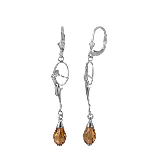 Gymnastic Girl Earring in Sterling Silver with Swarovski Etsy