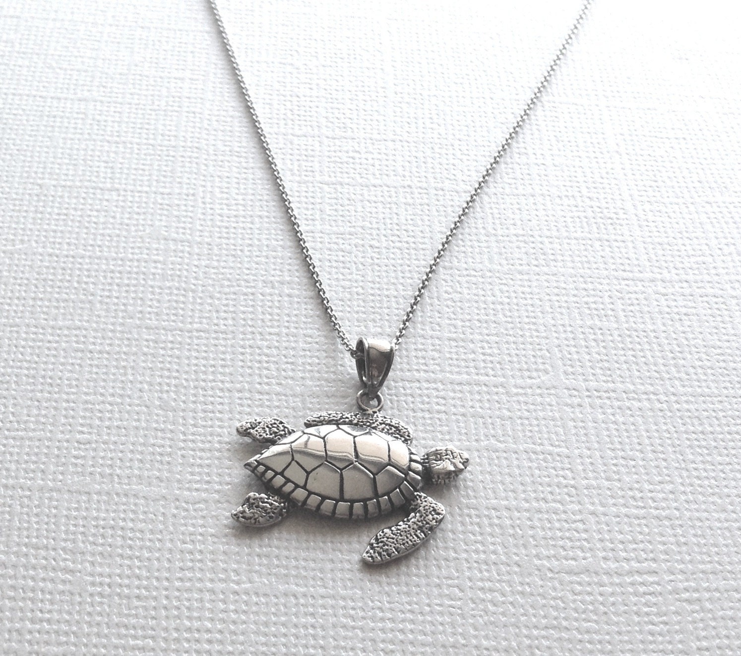 Turtle Necklace in Sterling Silver Turtle Jewelry Etsy