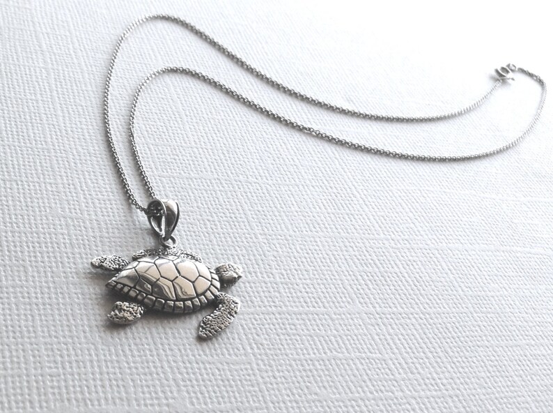 Turtle Necklace in Sterling Silver Turtle Jewelry Etsy