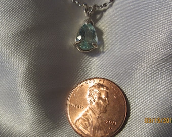 Petite  Pear Aquamarine Pendant