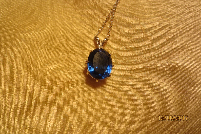 Lab Created Royal Blue Sapphire Solitaire Pendant
