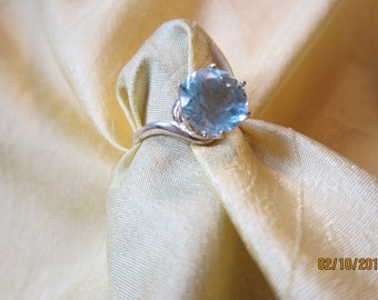 Natural Sky Blue Topaz Size 7 Sterling Ring