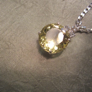 Round Sparkling AAA Green/Gold Lemon Quartz Accented Pendant image 3