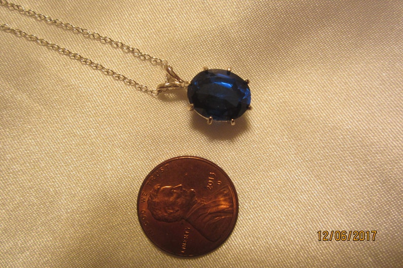 Lab Created Royal Blue Sapphire Solitaire Pendant