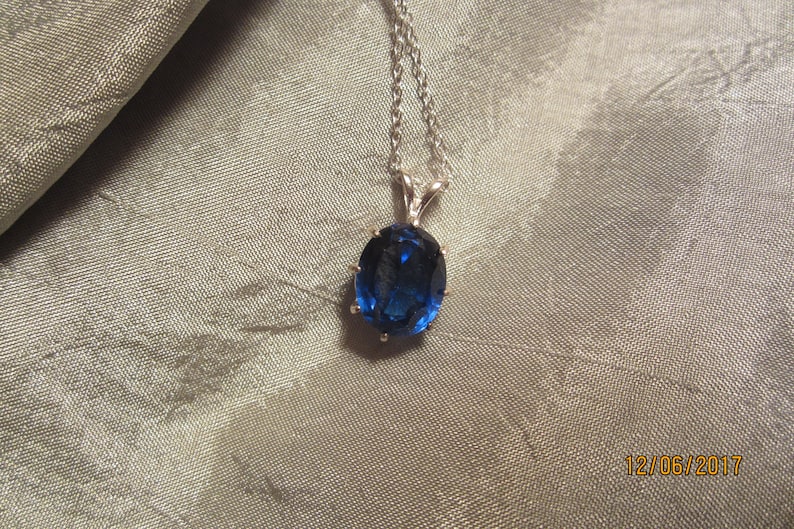 Lab Created Royal Blue Sapphire Solitaire Pendant