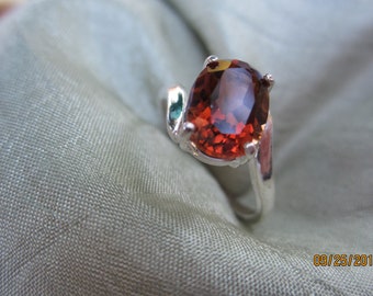 Natural offset Brazilian Topaz size 7 Sterling Ring