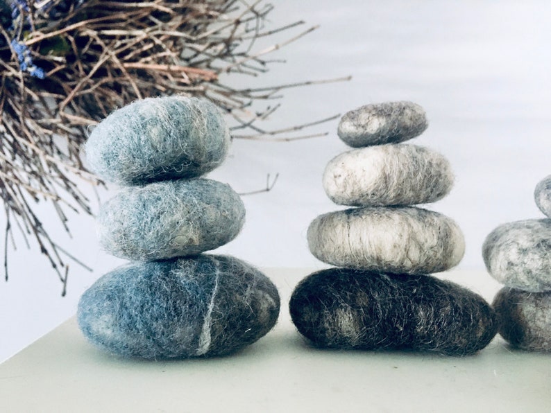 Set of 6 Grey River Rocks Needle Felted stones wool rocks Etsy