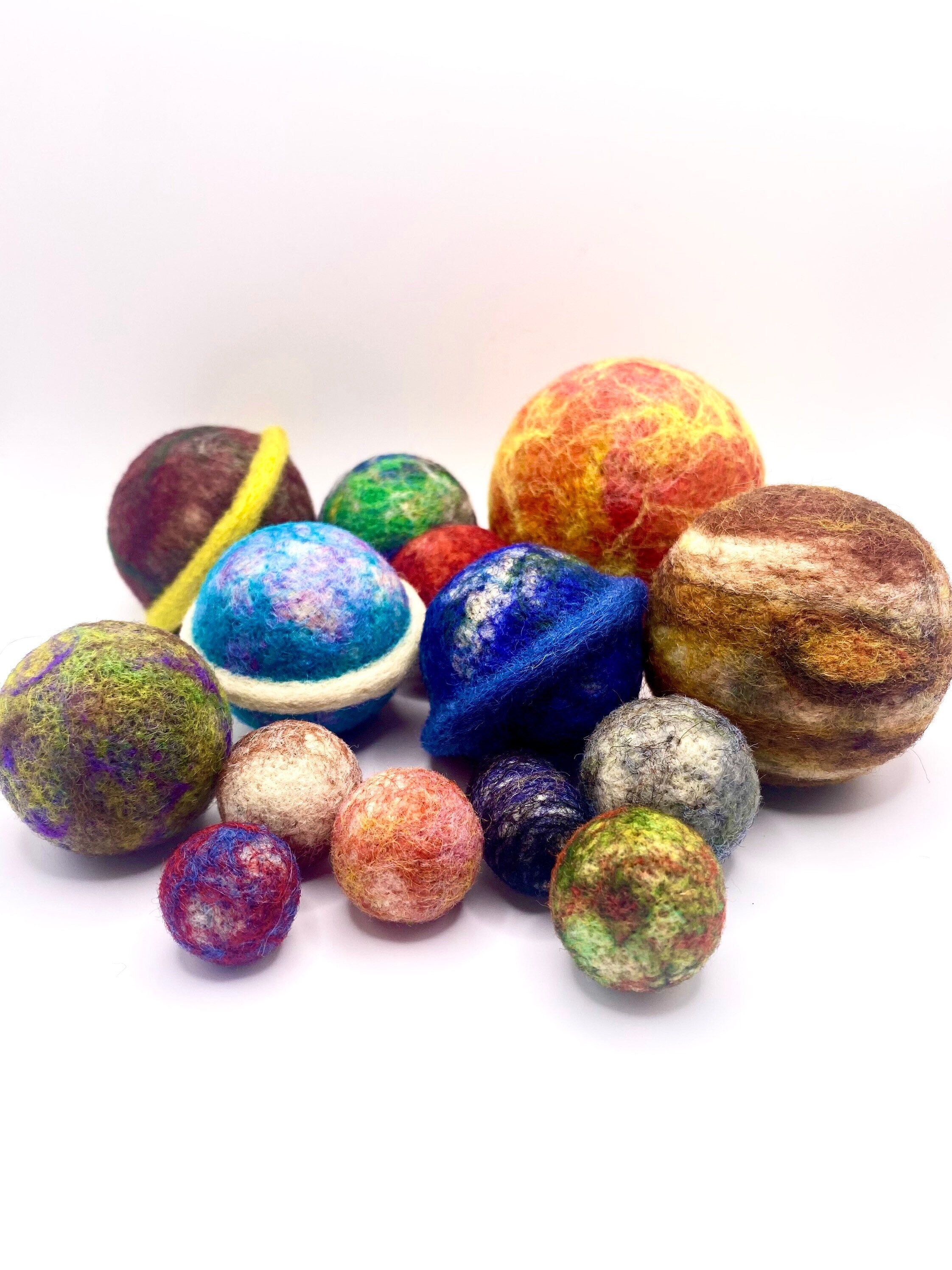 Small Sized Solar System in a Bag, Needle Felted Planets, Teacher Gift ...
