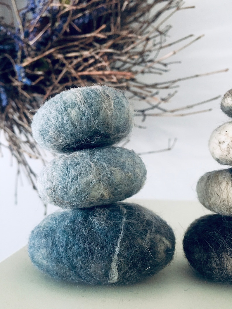 Set of 6 Grey River Rocks Needle Felted stones wool rocks Etsy