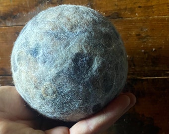 Earth’s Moon. Full Moon Sculpture, Wool, Needle Felting by Wooly Topic