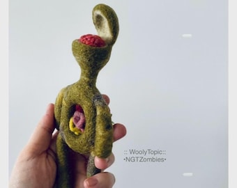 Zombie Doll with Removable Organs - Needle Felted Wool Art Doll - Halloween Decor - Creepy Cute Oddity - Anatomy Collectible