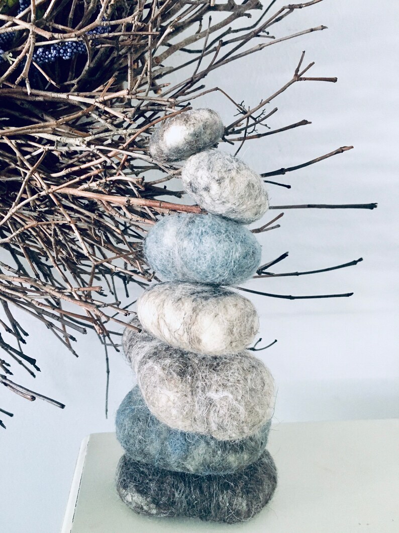 Set of 6 Grey River Rocks Needle Felted stones wool rocks Etsy