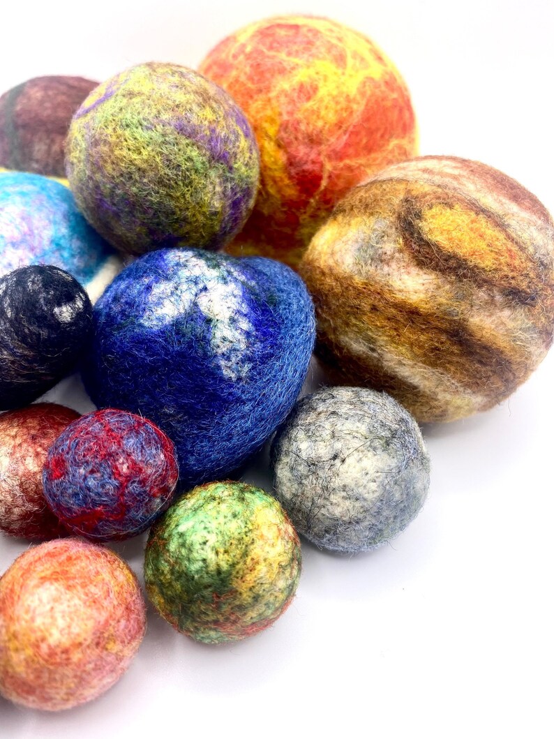 Medium Sized Solar System Set in a Bag • Needle Felted Wool Sculptures ...