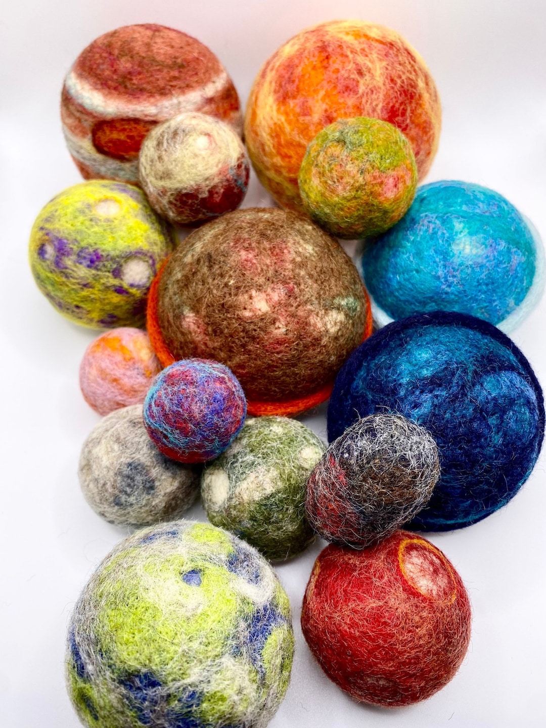 Large Sized Solar System Set in a Bag • Needle Felted Wool Sculptures ...