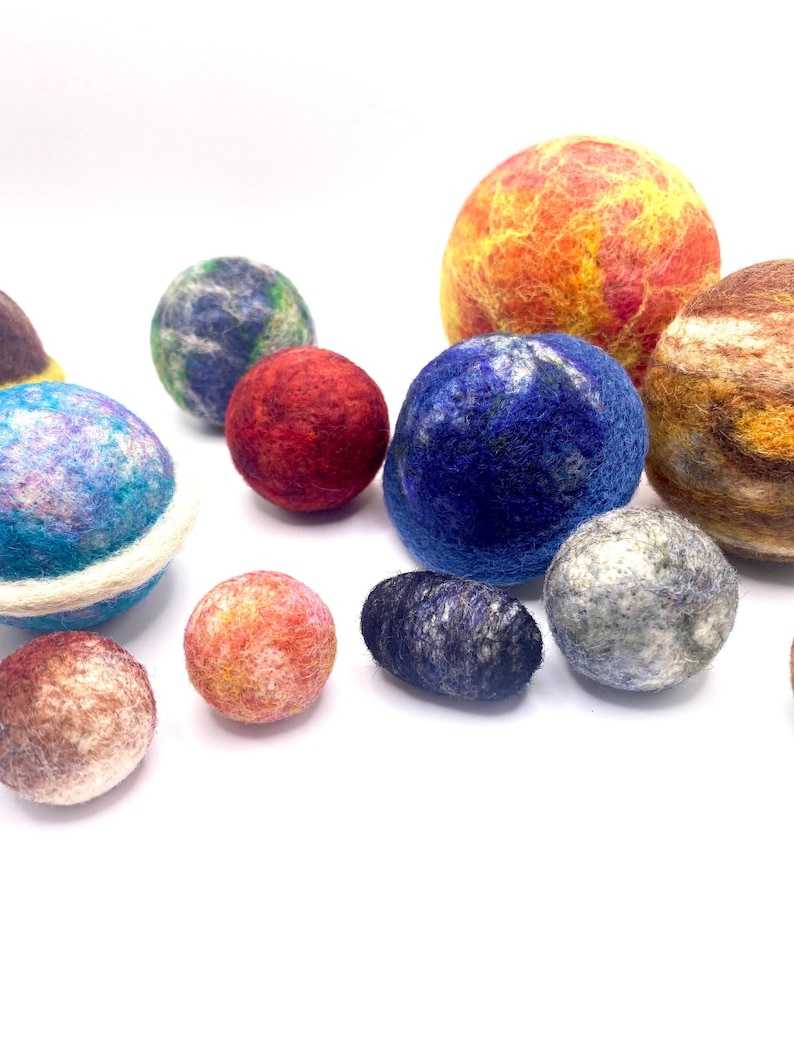 Medium Sized Solar System Set in a Bag • Needle Felted Wool Sculptures ...
