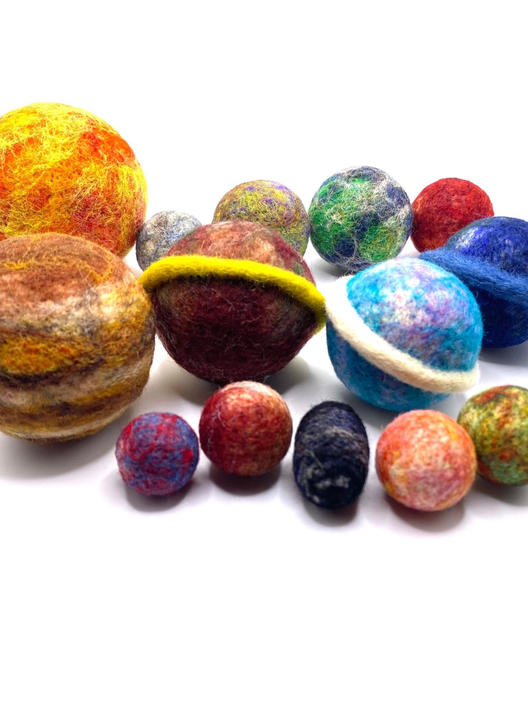 Medium Sized Solar System Set in a Bag • Needle Felted Wool Sculptures ...