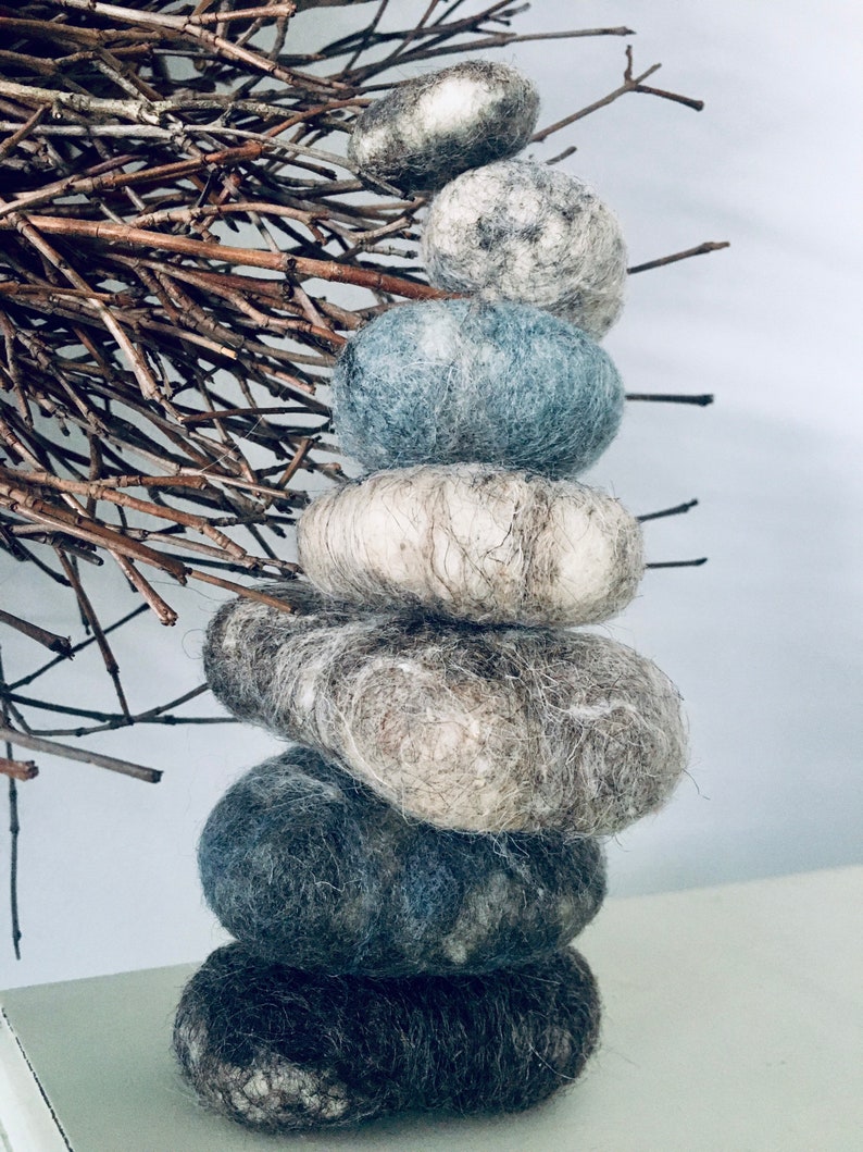 Set of 6 Grey River Rocks Needle Felted stones wool rocks Etsy