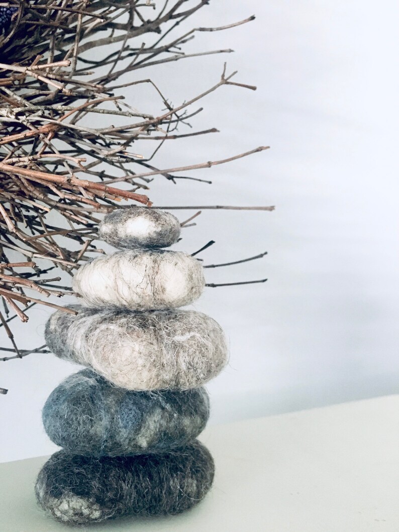 Set of 6 Grey River Rocks Needle Felted stones wool rocks Etsy