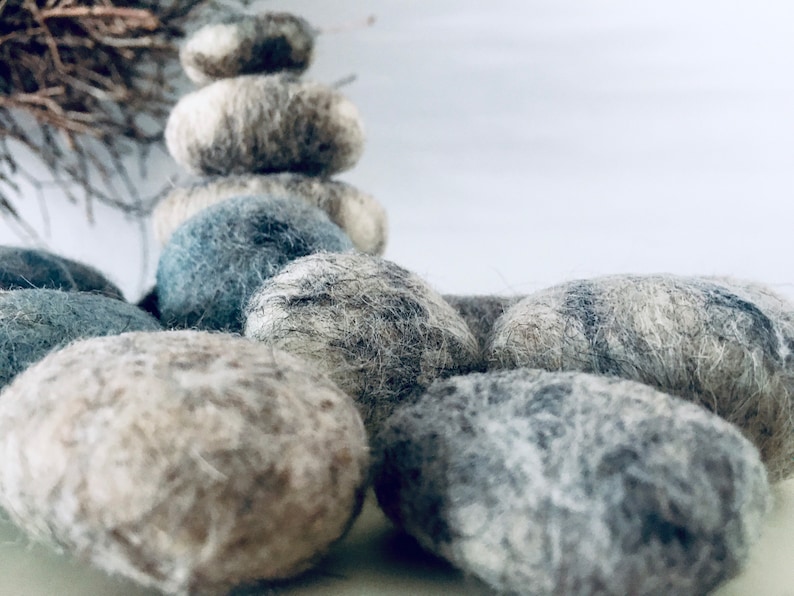 Set of 6 Grey River Rocks Needle Felted stones wool rocks Etsy