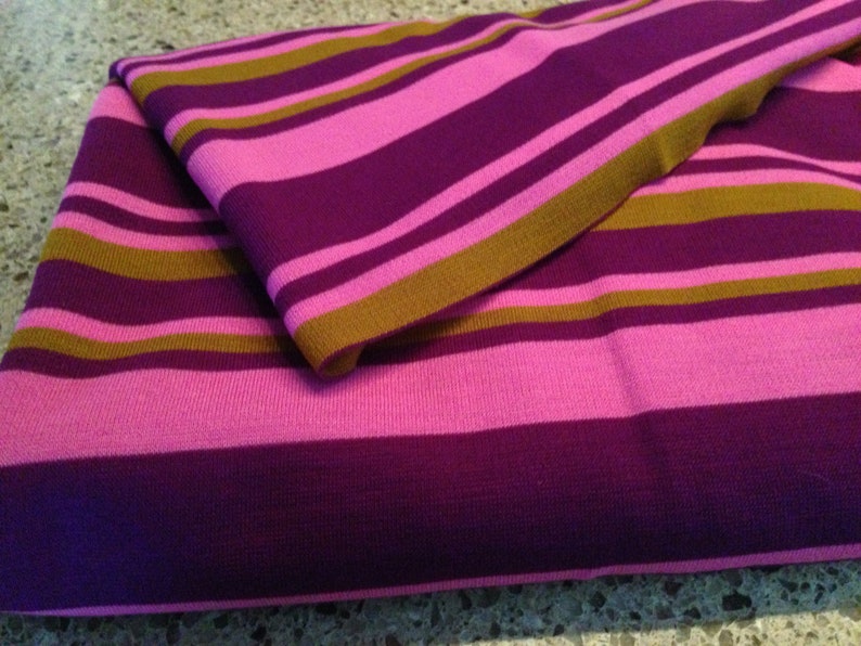 Not Stretchy with Multi-Color Horizontal Stripes 66 Wide 2 Yards Vintage Cotton Polyester Blend Knit Fabric