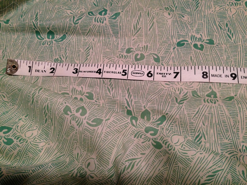 Semi-Sheer Cotton Fabric with Green Leaves,Stems on a Cream Background 45 Wide 3 18 Yards Vintage Soft