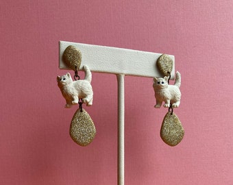 Kitty Cat Dangles - Gold Glitter!