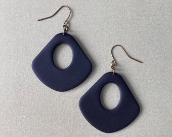 Handmade Polymer Clay Abstract Black Earrings