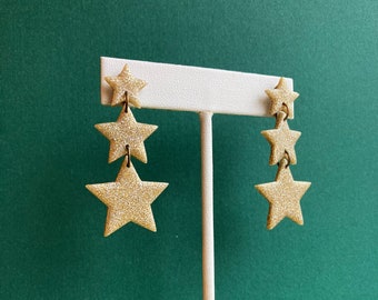 Star Dangles - Gold Glitter!
