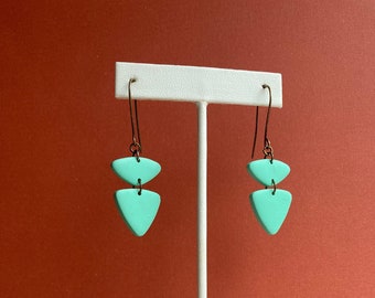 Handmade Pebble Polymer Clay Earrings - Turquoise