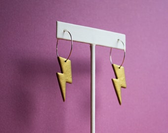 Gold Lightning Hoops