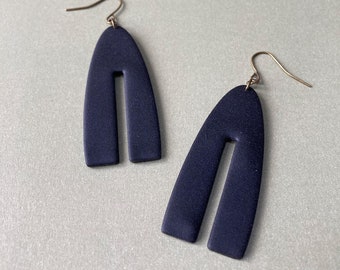 Handmade Black Arch Polymer Clay Earrings
