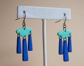 Deep Blue and Turquoise Sunrise Earrings