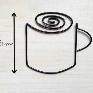 Handmade black pictured wire coffee/tea mug. Wire art, kitchen decor, scandi, wall sign, wall decor. image 2
