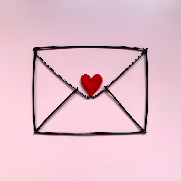 Handgemachter Liebesbrief aus Draht, Liebe, Amor, Party, Valentine, Hochzeit, scandi.