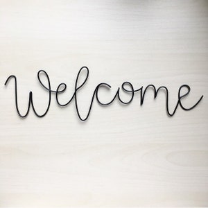 Handmade (black pictured) wire 'welcome' wall sign. Wire art, front door, scandi, wedding sign, wall sign, wall decor.