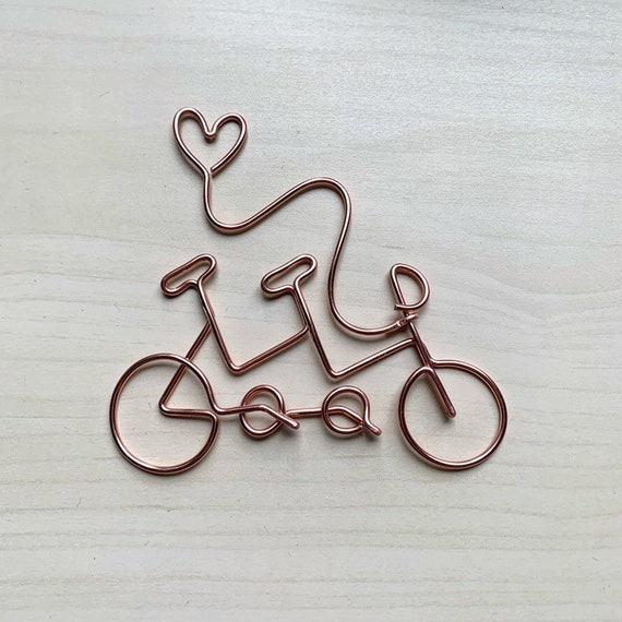 Handmade rose Gold Pictured Wire Love Tandem Bike. Wire Art, Scandi, Wall  Sign, Wall Decor, Bike Lover. 