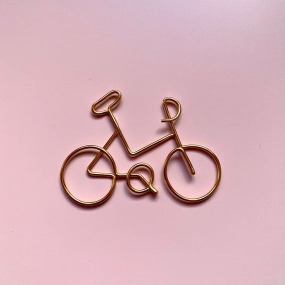 Handmade copper Pictured Wire Bicycle bike. Wire Art Scandi Wall