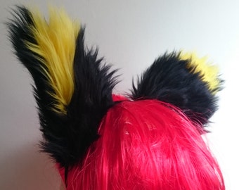 BlackLuxury Elastic Headband Wolf Ears - Yellow Tip with Black Inner Cute Cosplay Costume Halloween