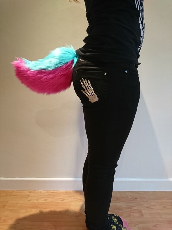 Turquoise Bunny Rabbit Bob Tail Clip On Tail One Size Luxury Fake Fur Tail
