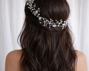 Ivory Pearl Flowers Bridal Hairvine