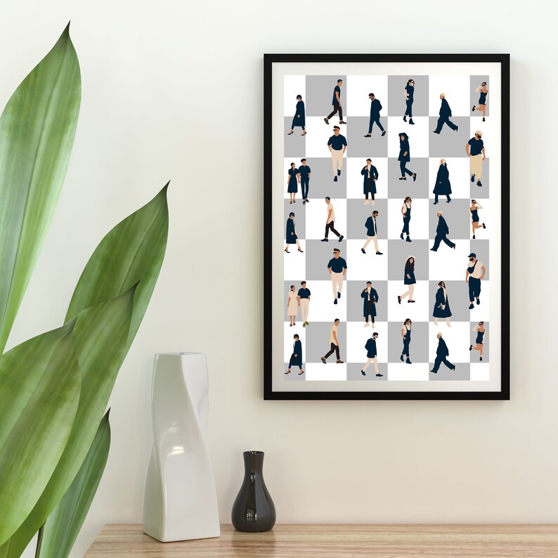 People Art | Humans Walking | Black & White Poster | Kind Humans Are My ...